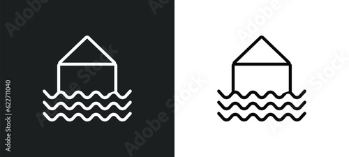 flood risk outline icon in white and black colors. flood risk flat vector icon from insurance collection for web, mobile apps and ui.