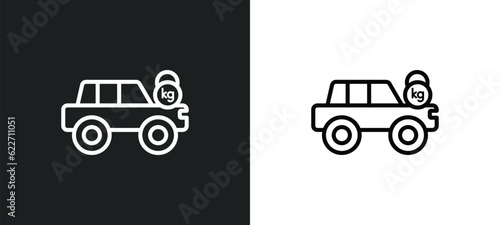 excessive weight for the vehicle outline icon in white and black colors. excessive weight for the vehicle flat vector icon from insurance collection for web, mobile apps and ui.