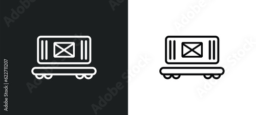 train cargo outline icon in white and black colors. train cargo flat vector icon from industry collection for web, mobile apps and ui.