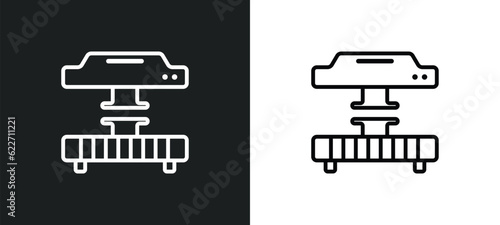 press hine outline icon in white and black colors. press hine flat vector icon from industry collection for web, mobile apps and ui.