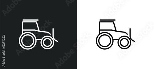 skid loader outline icon in white and black colors. skid loader flat vector icon from industry collection for web, mobile apps and ui.