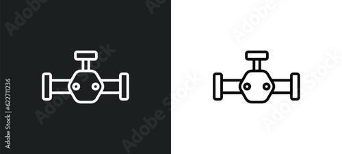 oil valve outline icon in white and black colors. oil valve flat vector icon from industry collection for web, mobile apps and ui.