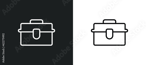 tool box outline icon in white and black colors. tool box flat vector icon from industry collection for web, mobile apps and ui.