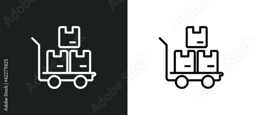 pushcart outline icon in white and black colors. pushcart flat vector icon from industry collection for web  mobile apps and ui.