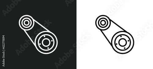 timing belt outline icon in white and black colors. timing belt flat vector icon from industry collection for web, mobile apps and ui.