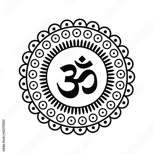 Om Hindu Symbol with Dot Mandala