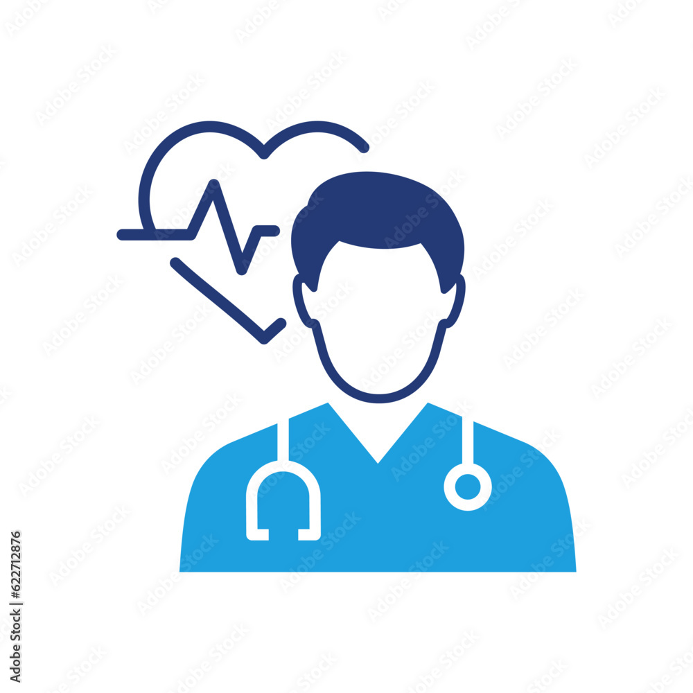 Cardiologist icon. Vector illustration isolated on white. Cardiologist icon. Vector illustration isolated on white.