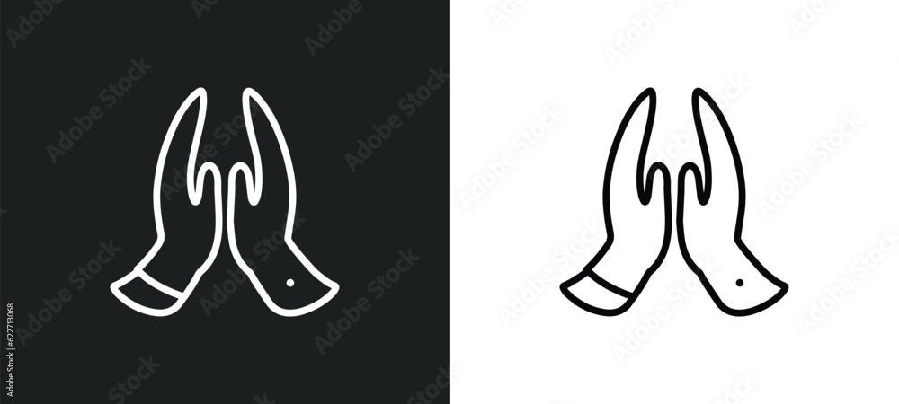 Obraz premium namaste outline icon in white and black colors. namaste flat vector icon from india collection for web, mobile apps and ui.