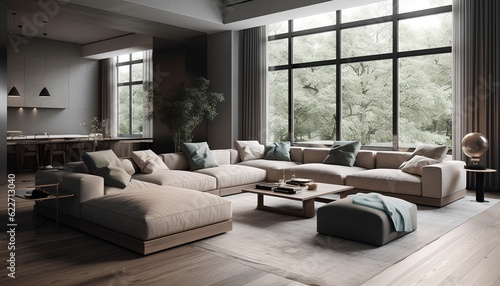 Modern living room, generative AI © progressman