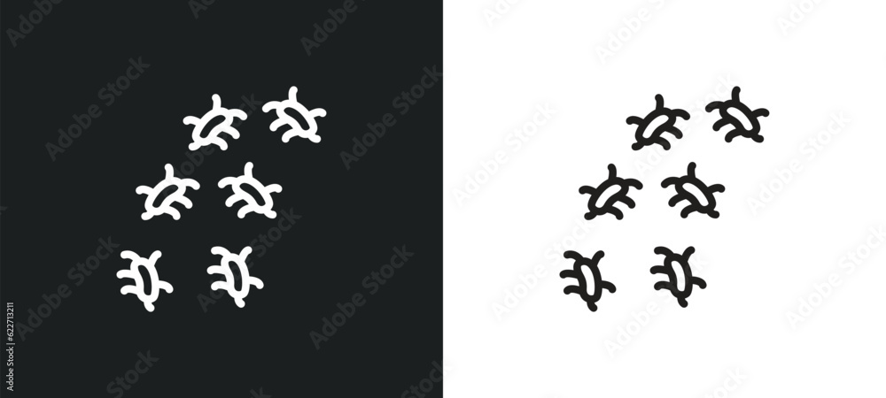 microbes outline icon in white and black colors. microbes flat vector ...