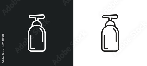 pump bottle outline icon in white and black colors. pump bottle flat vector icon from hygiene collection for web  mobile apps and ui.