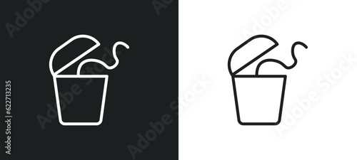 flossing outline icon in white and black colors. flossing flat vector icon from hygiene collection for web, mobile apps and ui.