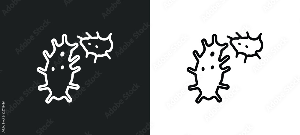 Obraz premium three bacteria outline icon in white and black colors. three bacteria flat vector icon from human body parts collection for web, mobile apps and ui.