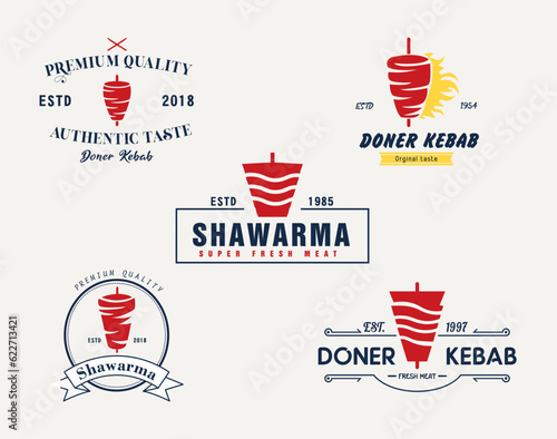 Shawarma logo for restaurants and markets. Doner kebab logo template. Premium Quality Emblems, Logo Template. Vector Illustration.