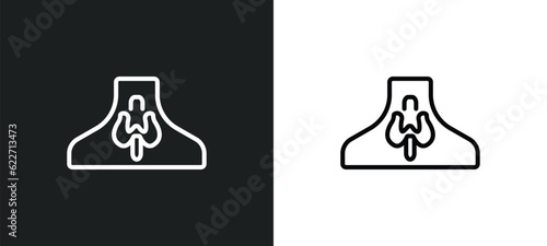 thyroid outline icon in white and black colors. thyroid flat vector icon from human body parts collection for web, mobile apps and ui.