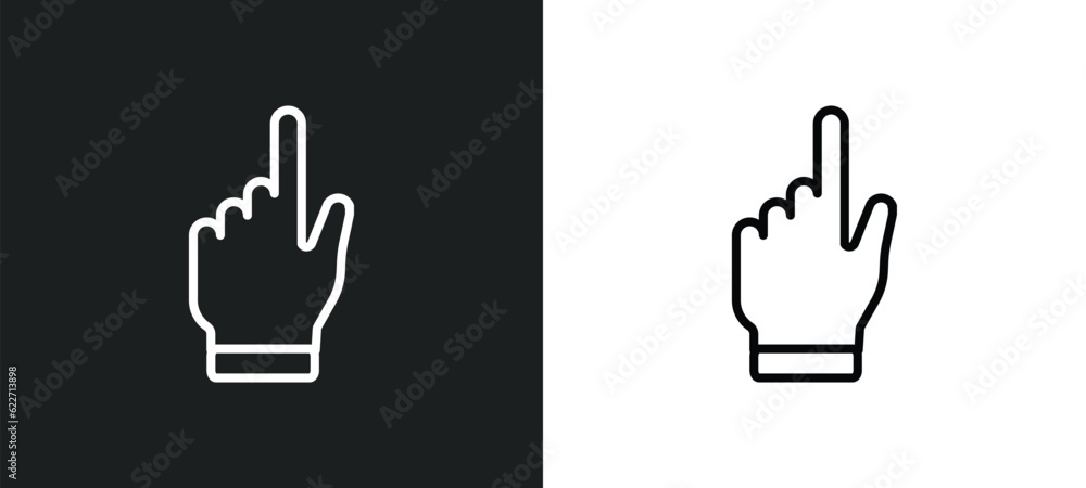 Obraz premium hand gesture raising the index finger outline icon in white and black colors. hand gesture raising the index finger flat vector icon from human body parts collection for web, mobile apps and ui.