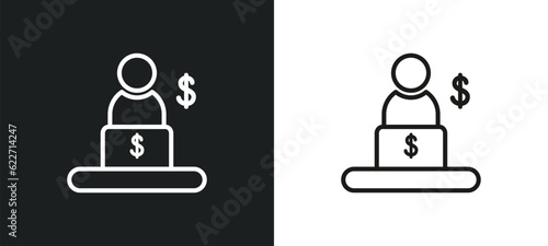 online business outline icon in white and black colors. online business flat vector icon from humans collection for web, mobile apps and ui.