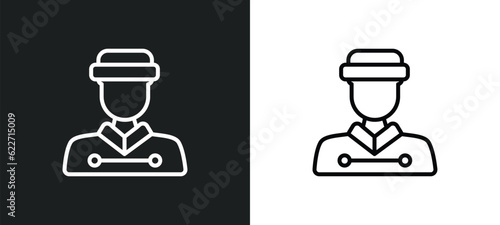bellboy outline icon in white and black colors. bellboy flat vector icon from hotel collection for web, mobile apps and ui. photo