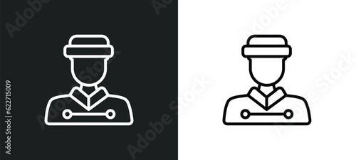 bellboy outline icon in white and black colors. bellboy flat vector icon from hotel collection for web, mobile apps and ui.