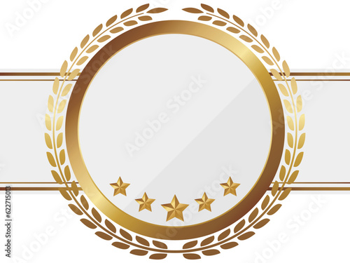 高級感のあるエンブレムの背景　横位置　ホワイト＆ゴールド