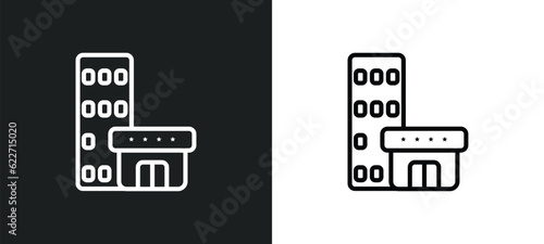 hostel outline icon in white and black colors. hostel flat vector icon from hotel collection for web, mobile apps and ui.