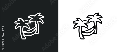 hammock outline icon in white and black colors. hammock flat vector icon from hotel collection for web, mobile apps and ui.