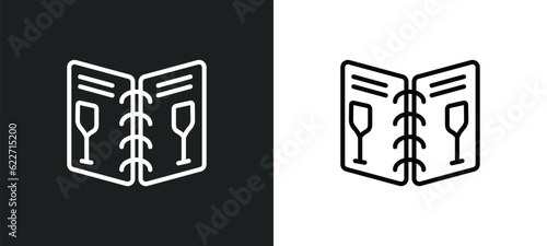 wine menu outline icon in white and black colors. wine menu flat vector icon from hotel and restaurant collection for web, mobile apps and ui.