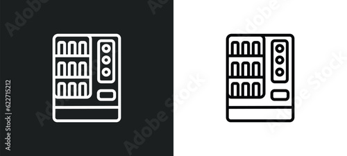 vending hine outline icon in white and black colors. vending hine flat vector icon from hotel and restaurant collection for web, mobile apps and ui.