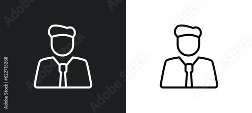 receptionist outline icon in white and black colors. receptionist flat vector icon from hotel and restaurant collection for web, mobile apps and ui.