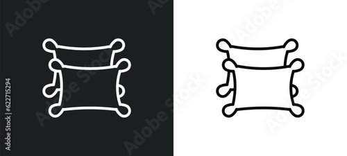 pillow outline icon in white and black colors. pillow flat vector icon from hotel and restaurant collection for web, mobile apps and ui.