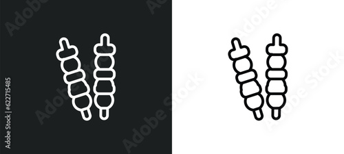 skewer outline icon in white and black colors. skewer flat vector icon from restaurant collection for web, mobile apps and ui.