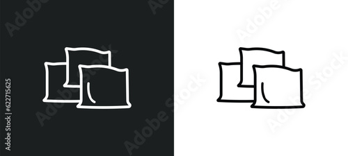 pillow outline icon in white and black colors. pillow flat vector icon from hotel collection for web, mobile apps and ui.