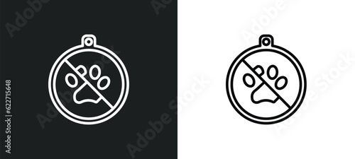 no pets outline icon in white and black colors. no pets flat vector icon from hotel collection for web, mobile apps and ui.