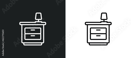 nightstand outline icon in white and black colors. nightstand flat vector icon from hotel collection for web, mobile apps and ui.