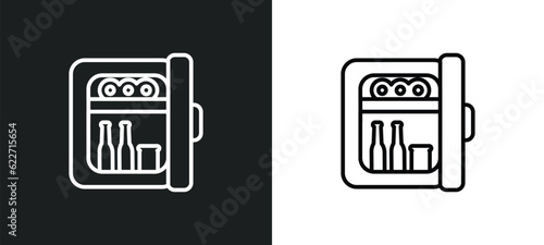 minibar outline icon in white and black colors. minibar flat vector icon from hotel collection for web, mobile apps and ui.