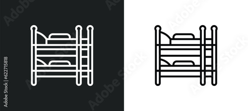 bunk bed outline icon in white and black colors. bunk bed flat vector icon from hotel collection for web, mobile apps and ui.
