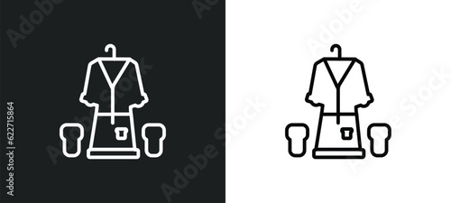 bathrobe outline icon in white and black colors. bathrobe flat vector icon from hotel collection for web, mobile apps and ui.