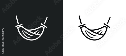 hammock relaxing outline icon in white and black colors. hammock relaxing flat vector icon from holidays collection for web, mobile apps and ui.