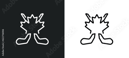 maple leaf outline icon in white and black colors. maple leaf flat vector icon from hockey collection for web  mobile apps and ui.