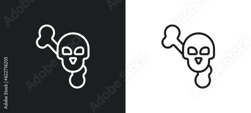 skeleton outline icon in white and black colors. skeleton flat vector icon from history collection for web, mobile apps and ui.