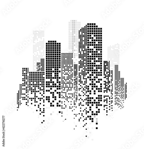 Black and white abstract skyscrapers. City skyline vector illustration. city scene at night. cityscape. Vector