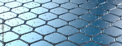 Hexagonal pattern Cool and fresh like water Abstract, elegant and modern 3D rendering image