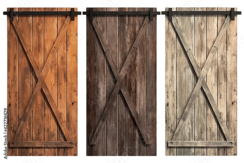 Rustic barn doors. isolated object, transparent background