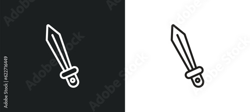 sword outline icon in white and black colors. sword flat vector icon from history collection for web, mobile apps and ui.