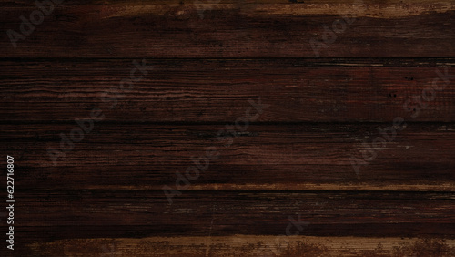 Fototapeta Naklejka Na Ścianę i Meble -  Old brown rustic dark grunge wooden timber wall or floor or table texture - wood background banner..