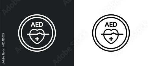 defibrillator outline icon in white and black colors. defibrillator flat vector icon from health and medical collection for web, mobile apps and ui.