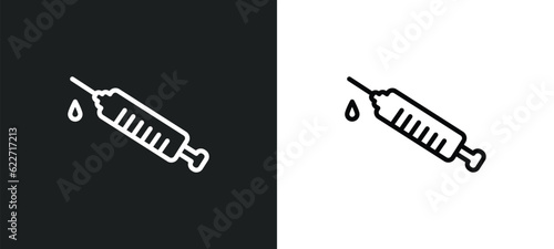injection outline icon in white and black colors. injection flat vector icon from health and medical collection for web, mobile apps and ui.