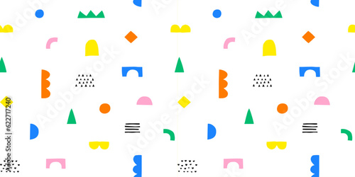 Obraz na płótnie Fun colorful geometric shape seamless pattern