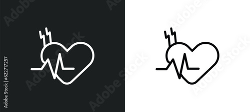 heart rate outline icon in white and black colors. heart rate flat vector icon from health and medical collection for web, mobile apps and ui.