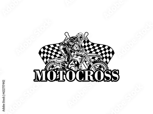 motocross with a rider on motorbike, motocross logo vector illustration
